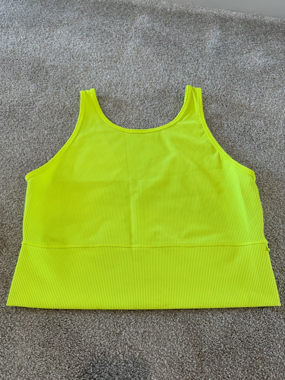Lululemon Power Pivot Ribbed Tank Top Highlight Yellow Approx. Size 14 EUC